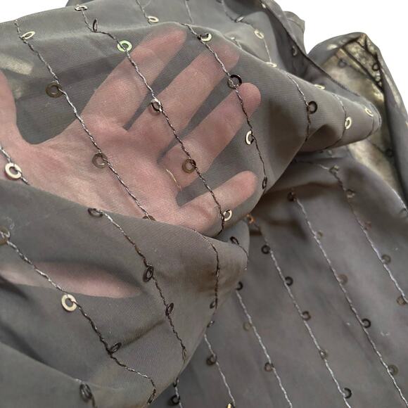 Sheer black silky chiffon scarf with sequins stripes dressy sexy whimsy goth - Picture 5 of 6